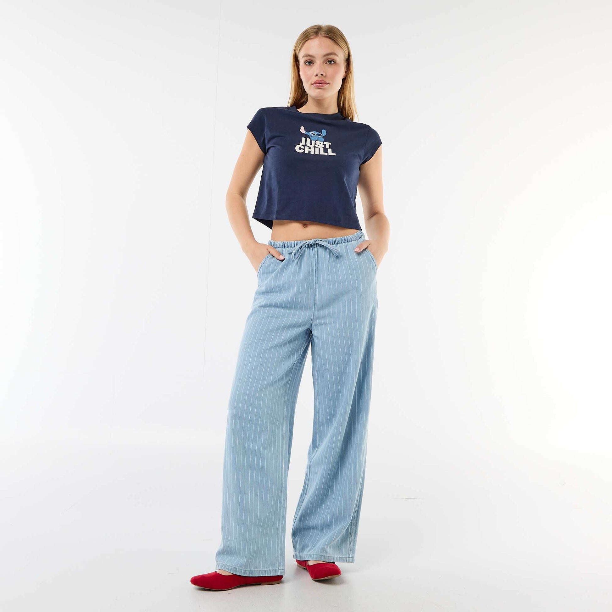 Tee-shirt 'Stitch' cropped 'Disney' BLEU