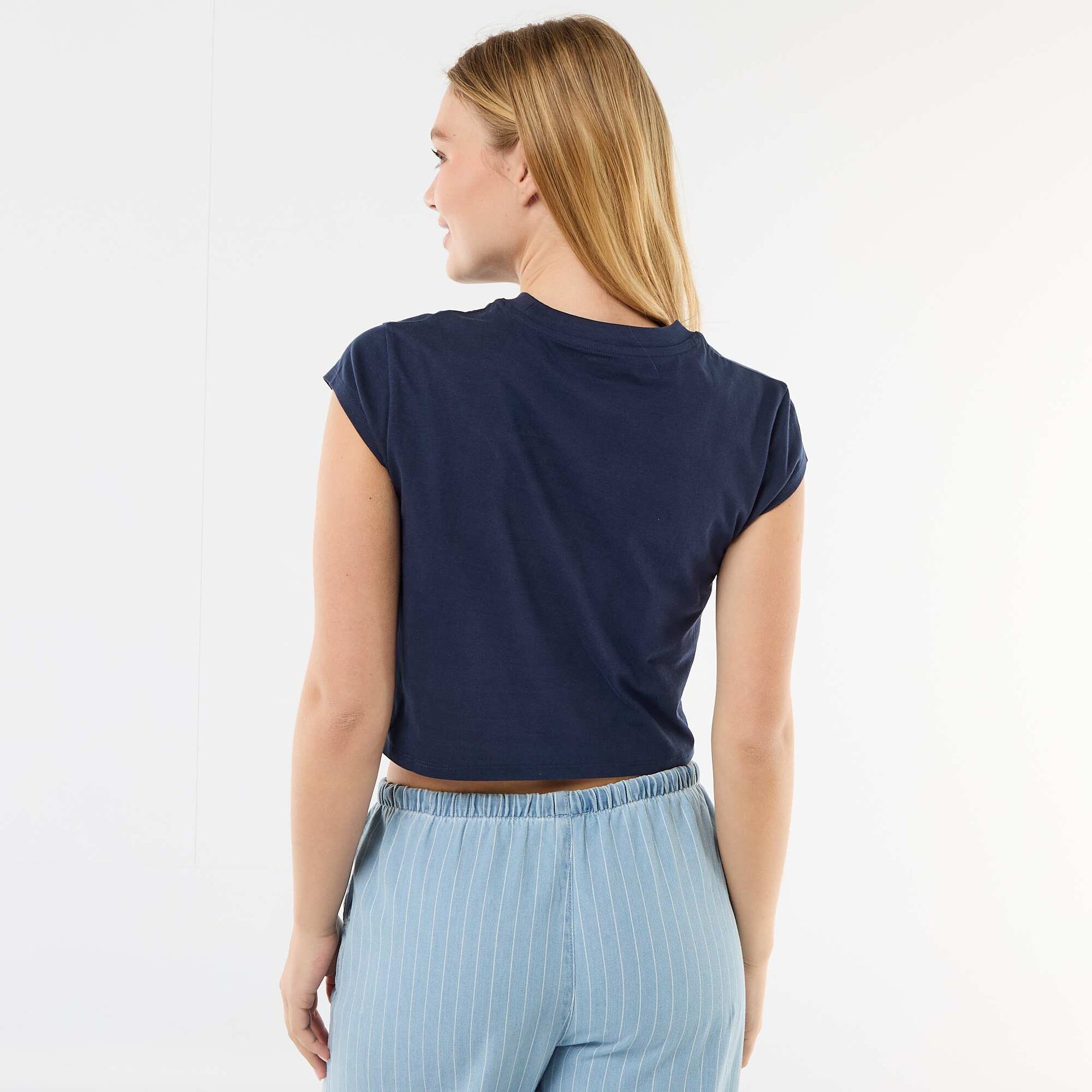 Tee-shirt 'Stitch' cropped 'Disney' BLEU