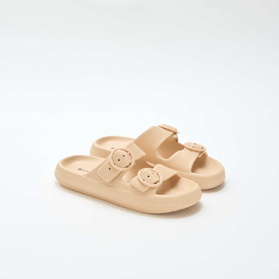 Mules unies à double bride BEIGE