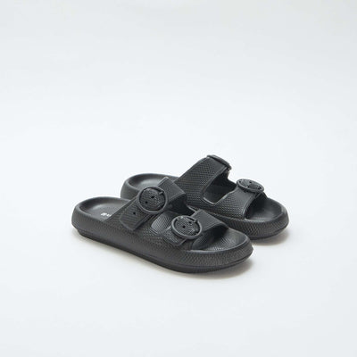 Mules unies à double bride NOIR