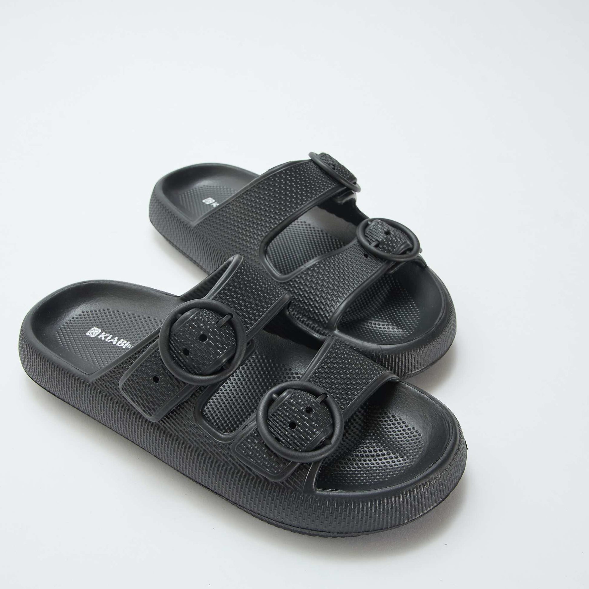 Mules unies à double bride NOIR