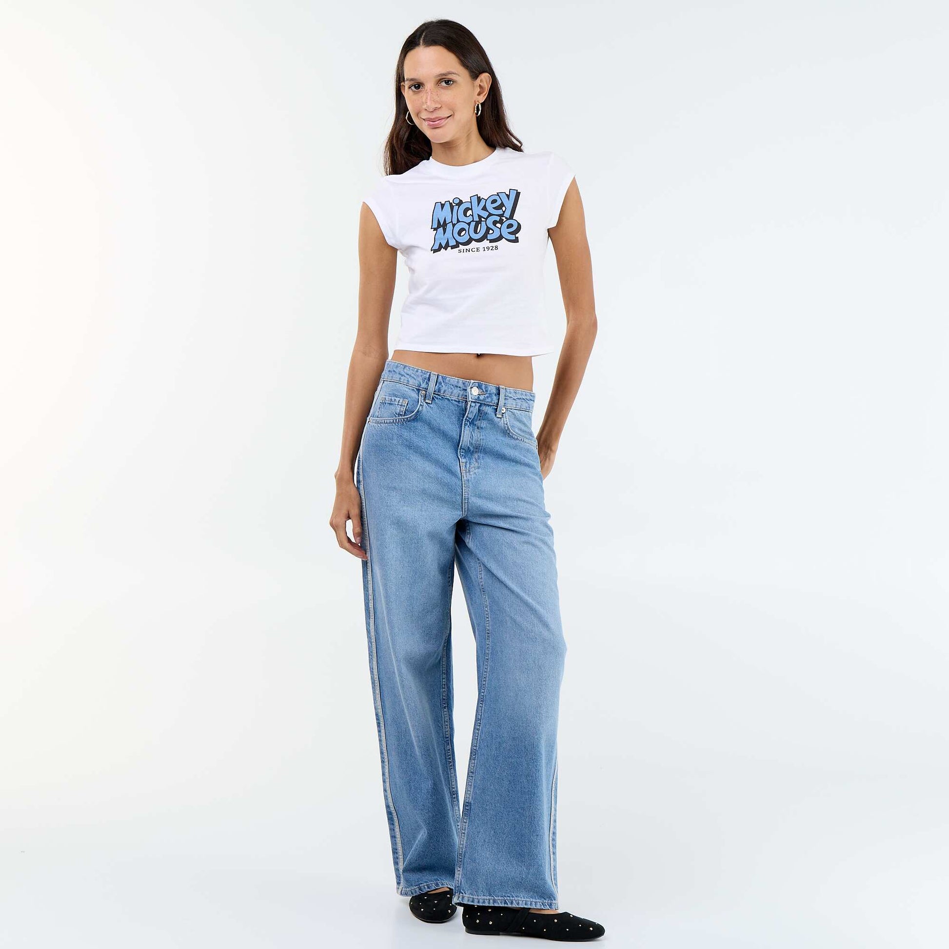 Tee-shirt 'Mickey' cropped BLANC