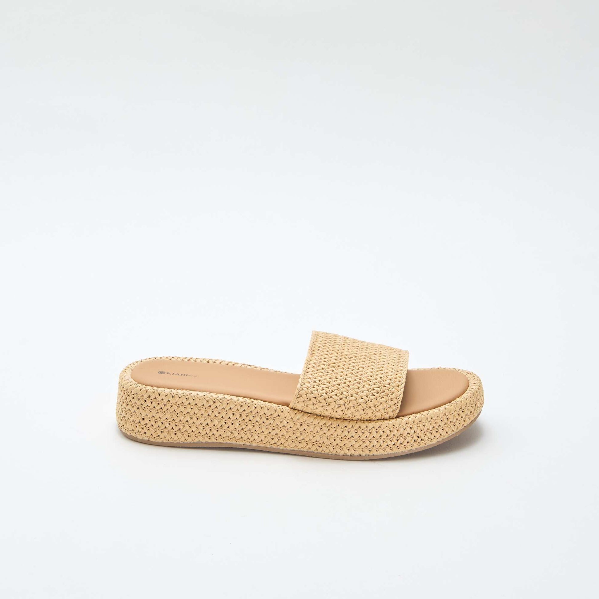 Mule compensée imitation paille BEIGE