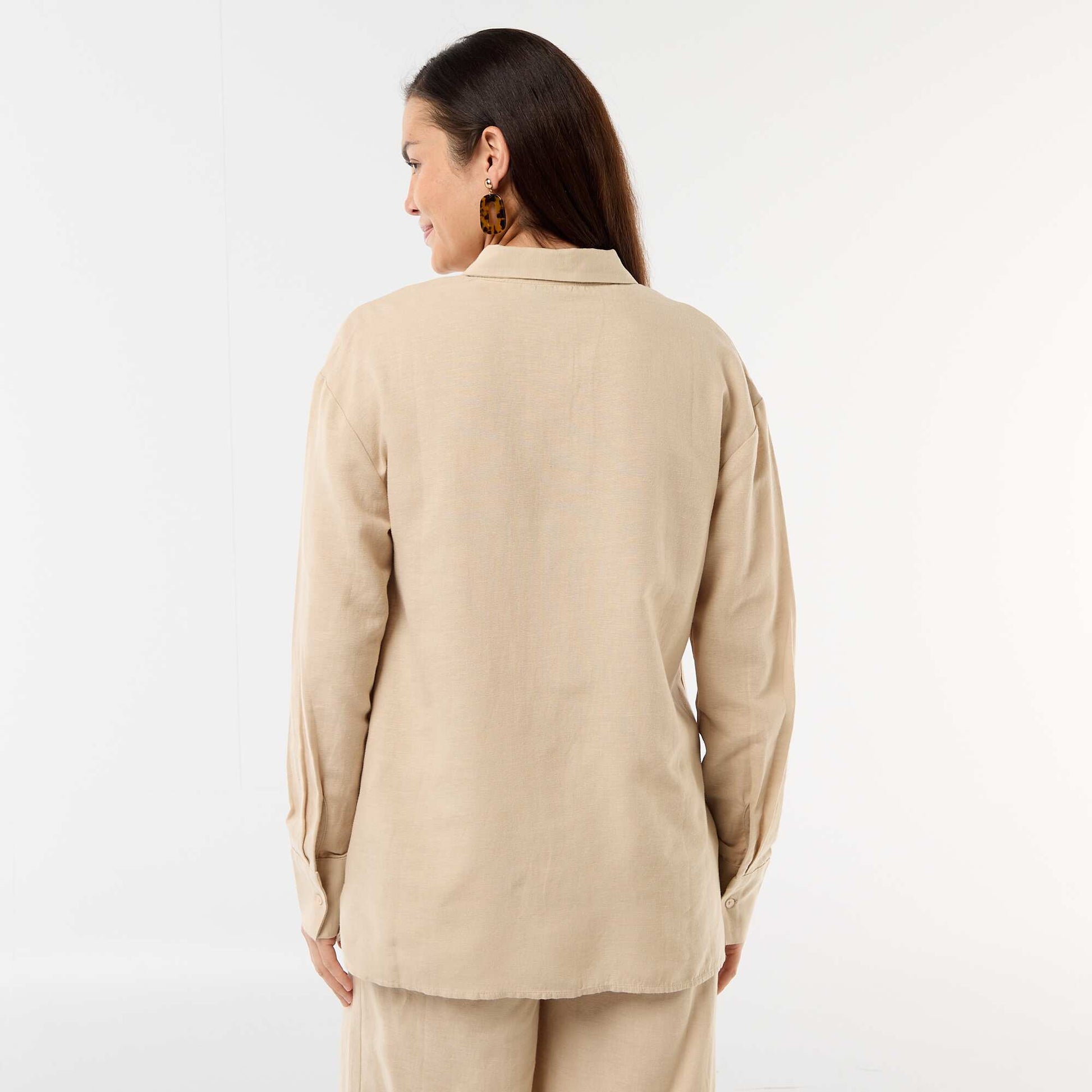Chemise de maternité en lin mélangé BEIGE