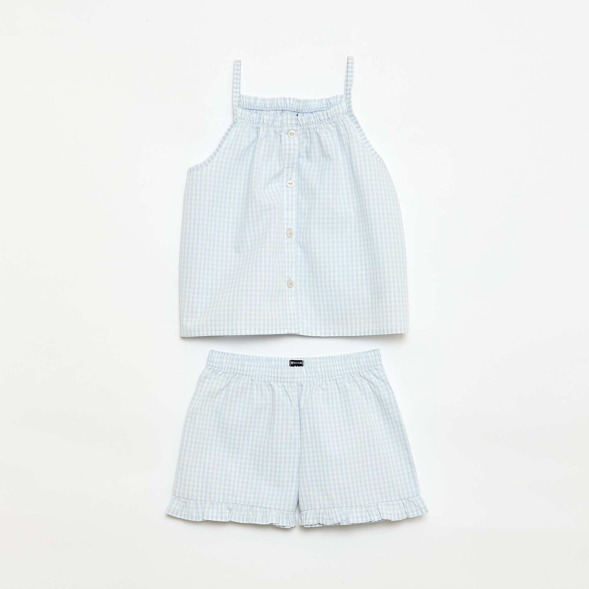 Ensemble pyjama court à motif Vichy - 2 pièces BLANC