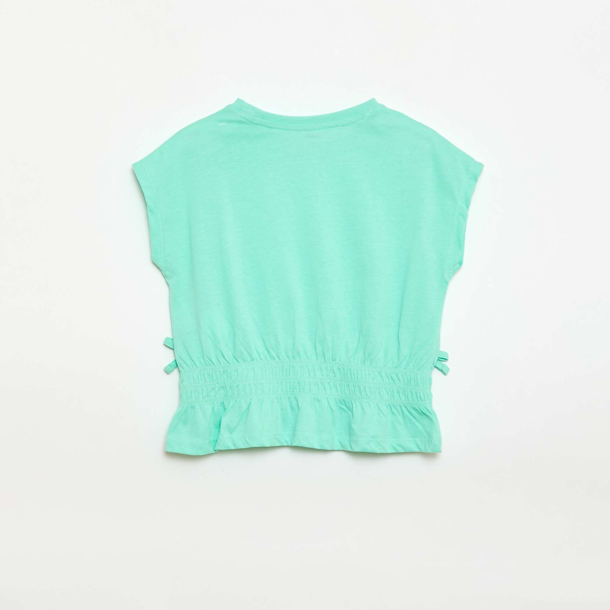 T-shirt avec empiècement smocks et nœuds à la taille VERT