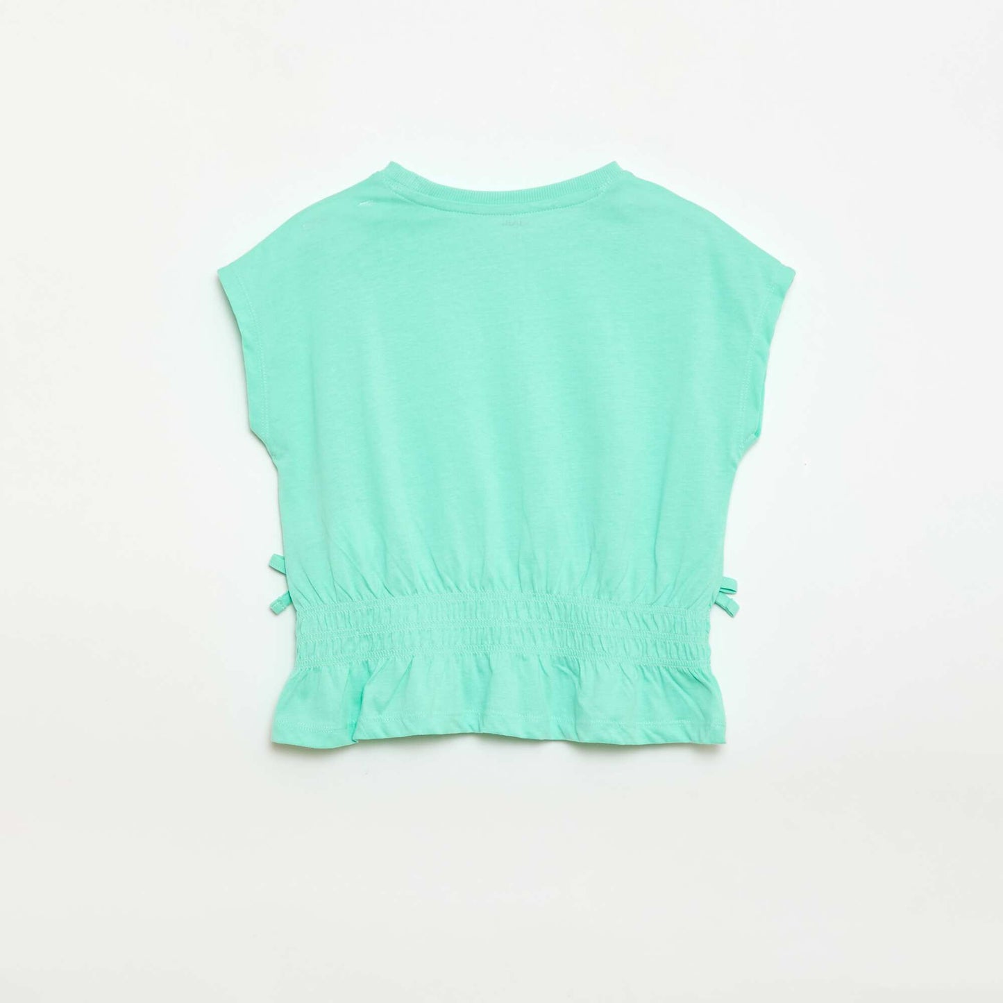 T-shirt avec empiècement smocks et nœuds à la taille VERT