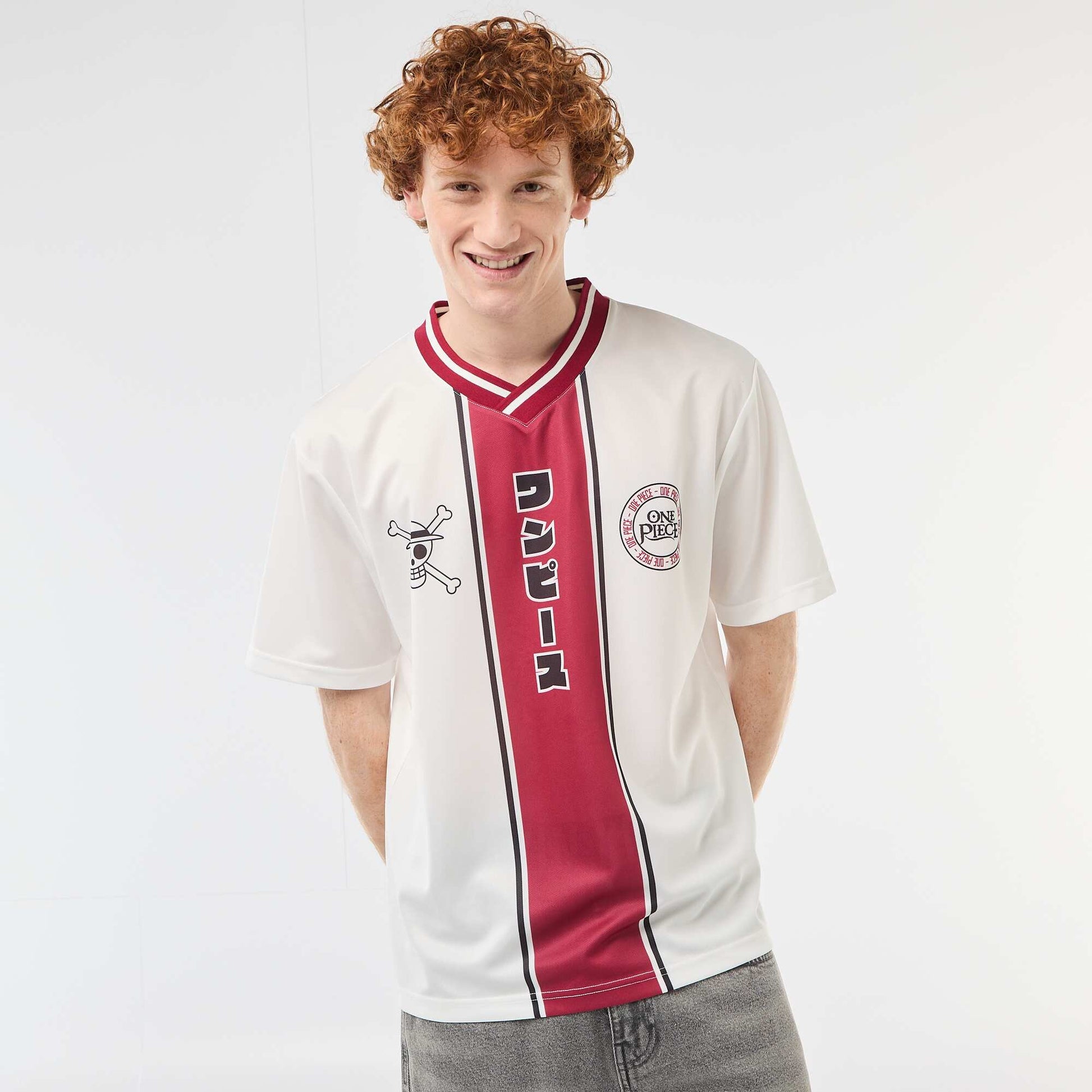 Maillot de foot imprimé 'One piece' BLANC