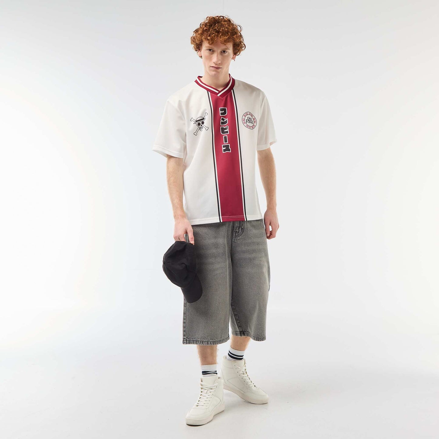 Maillot de foot imprimé 'One piece' BLANC