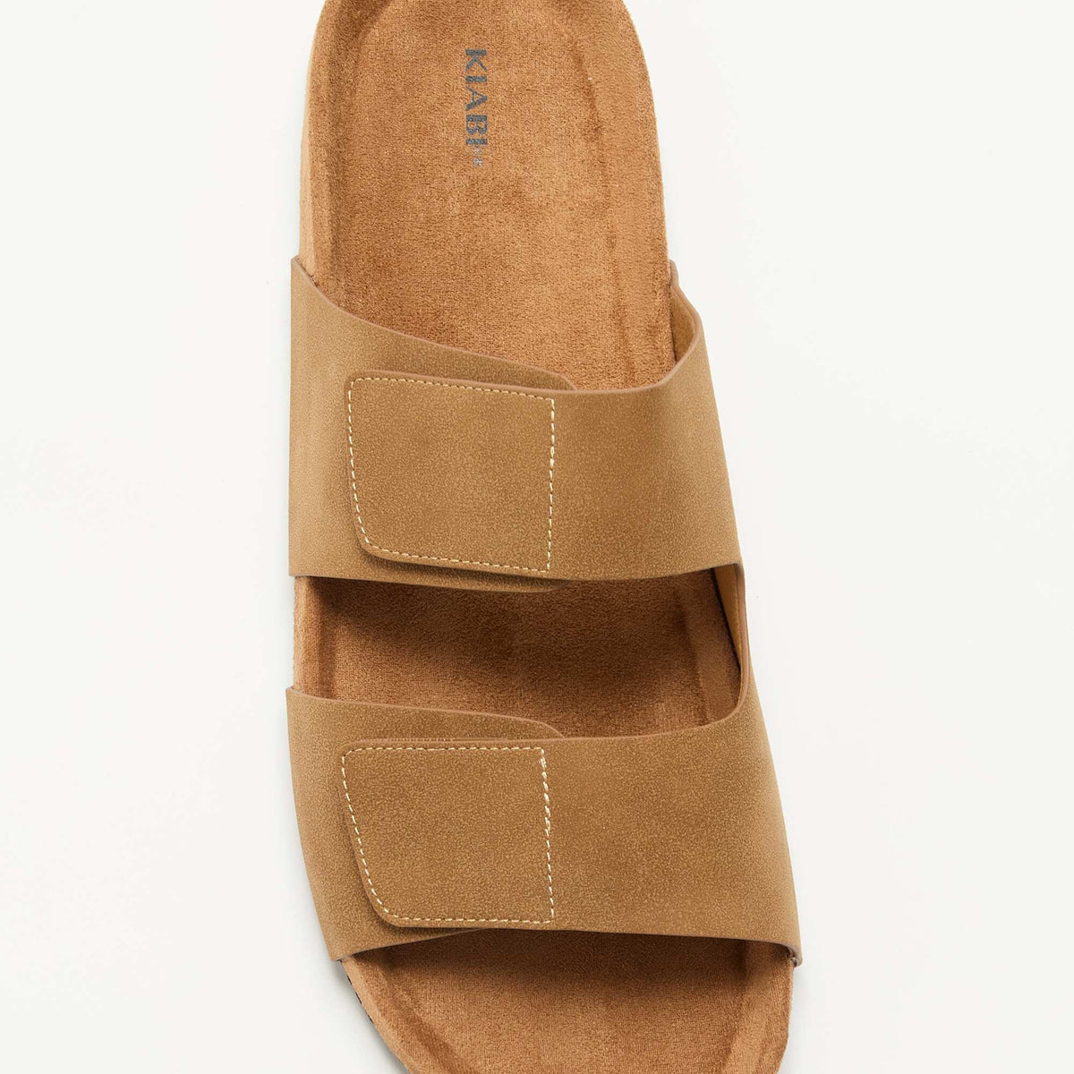 Mules en suédine avec brides à scratch MARRON