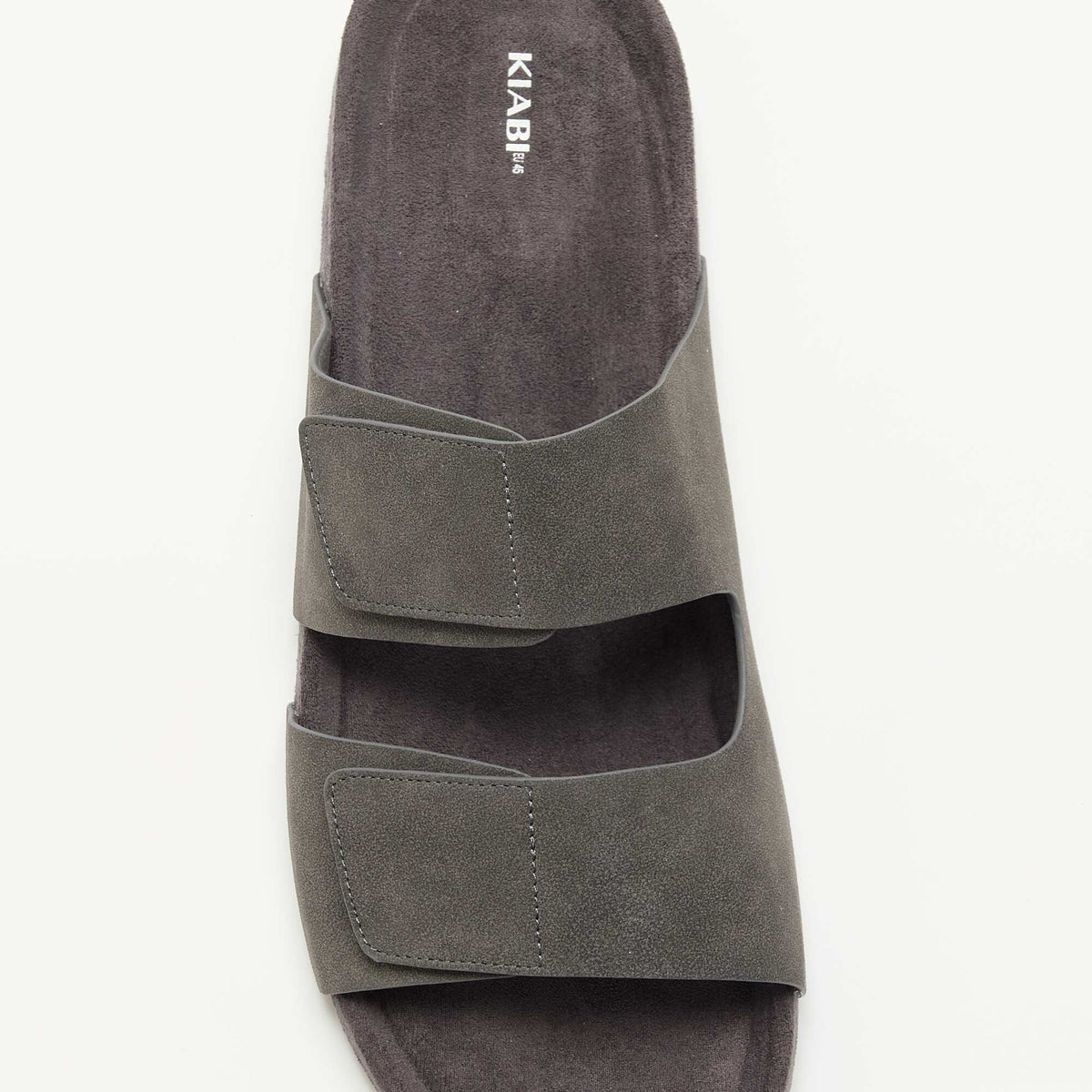 Mules en suédine avec brides à scratch GRIS