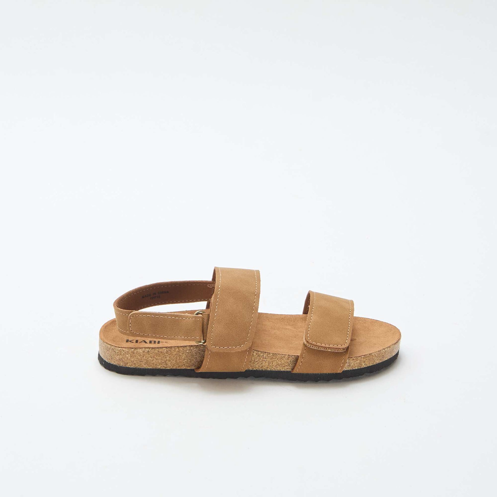 Des sandales à double bride avec scratch MARRON