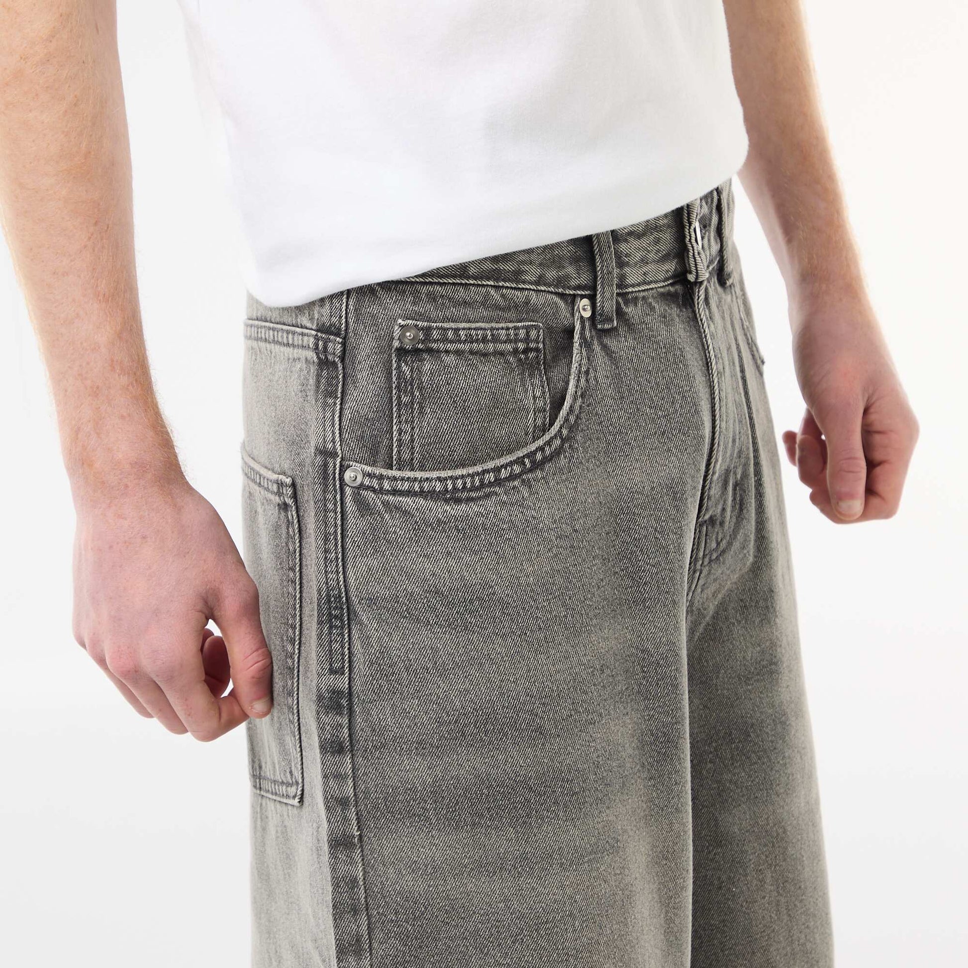 Bermuda long denim en coton GRIS