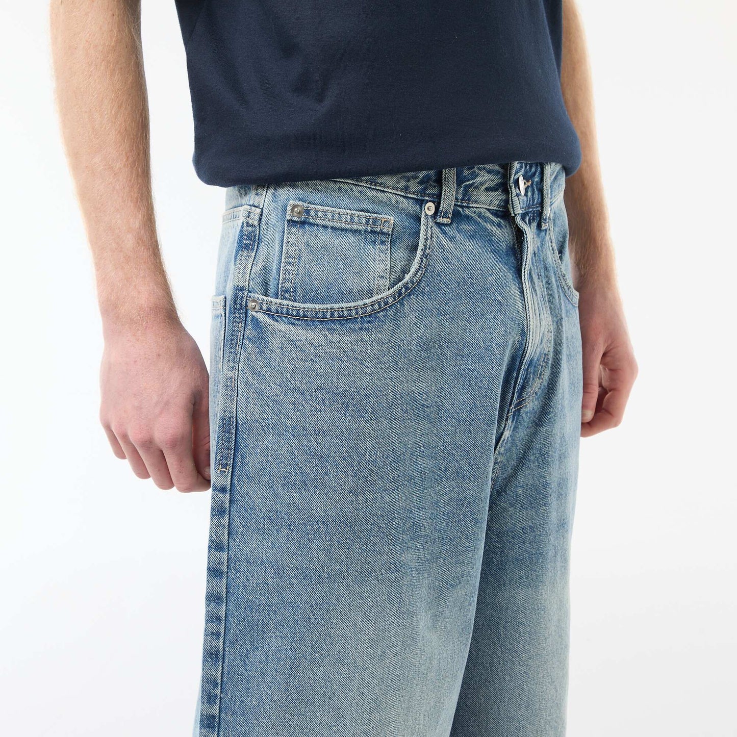 Bermuda long denim en coton BLEU