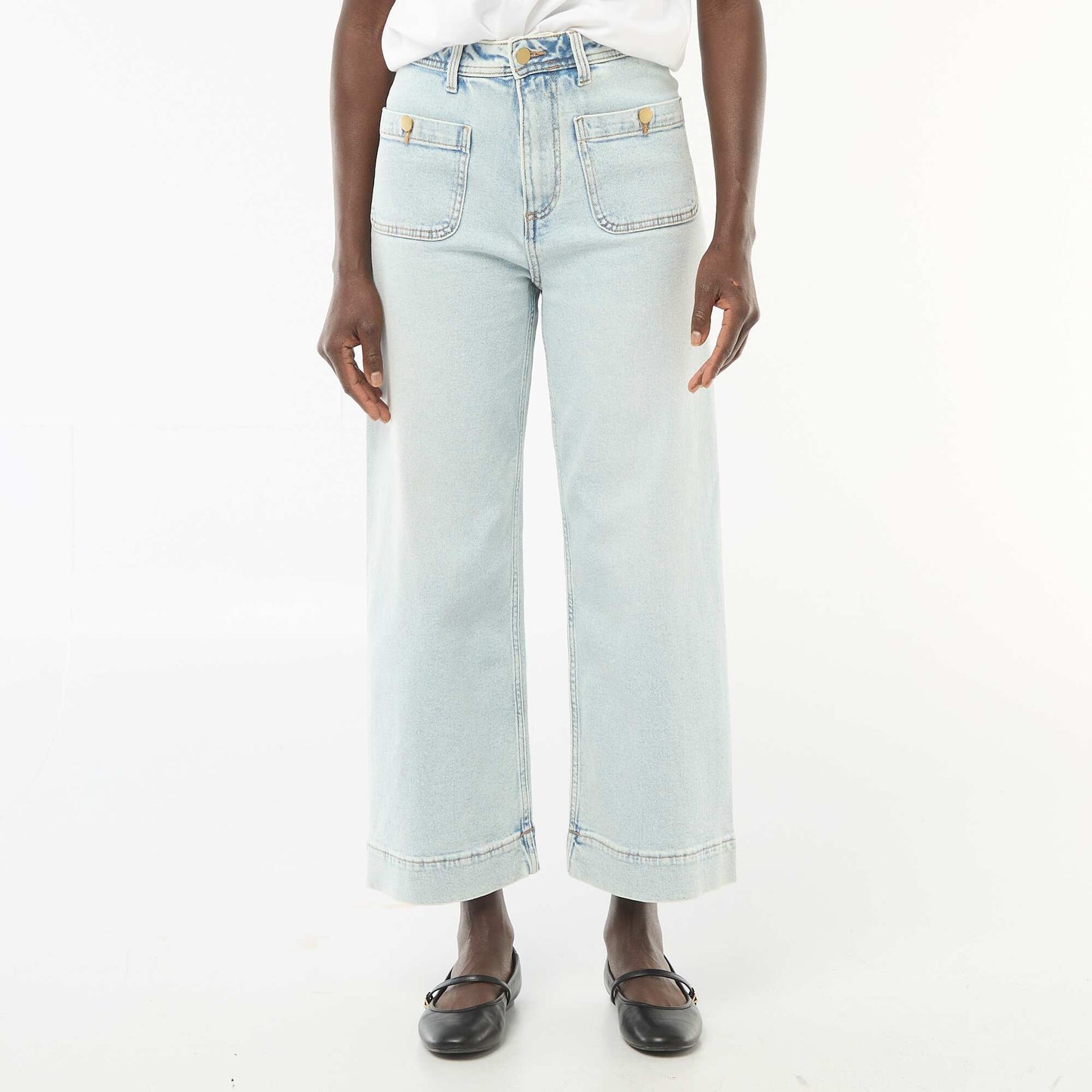 Pantalon denim cropped avec boutons TRIPLE STONE