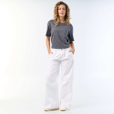 Jean palazzo à coupe large et taille haute BLANC