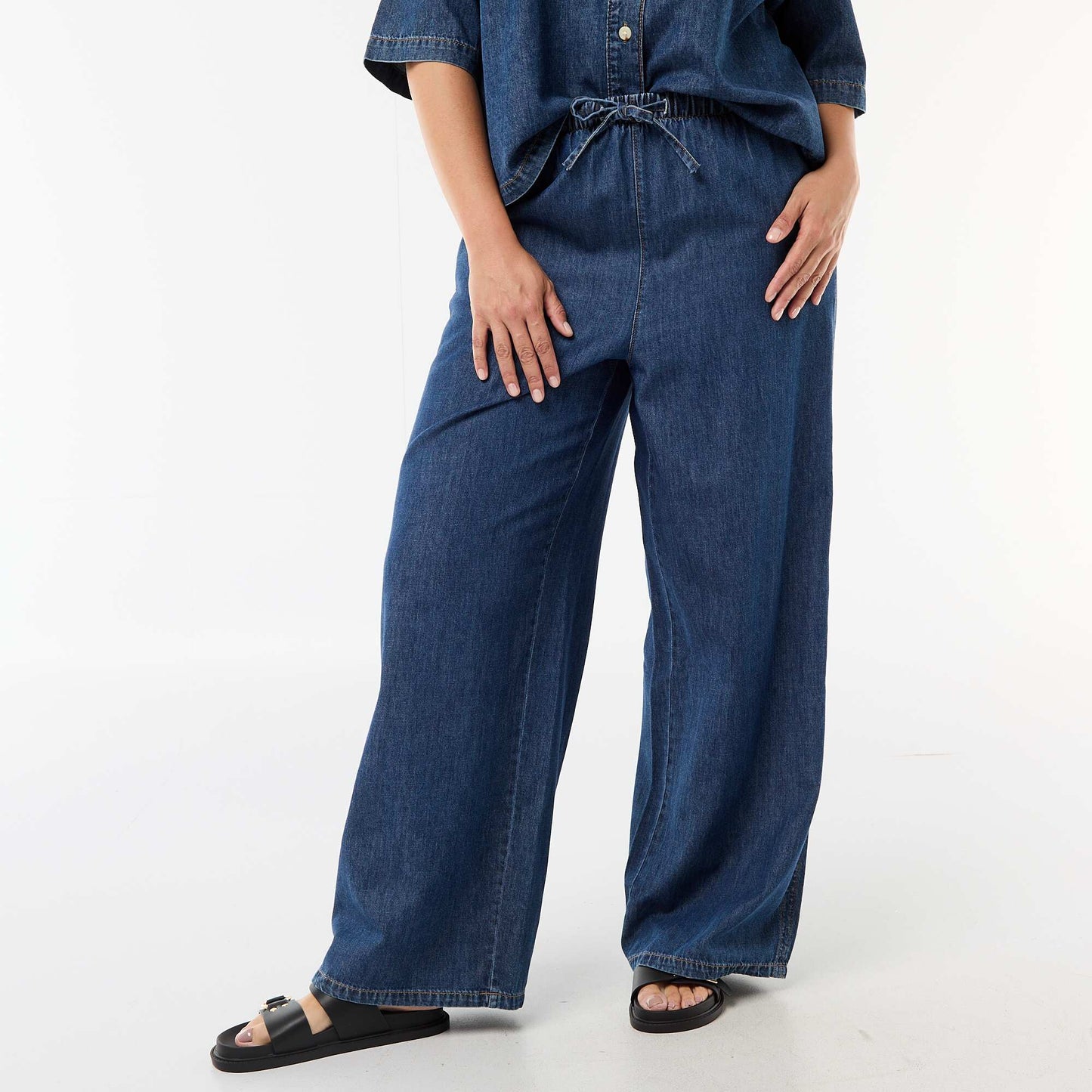 Pantalon large avec 2 poches BLEU