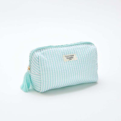 Trousse imprimée à ouverture zippée BLEU