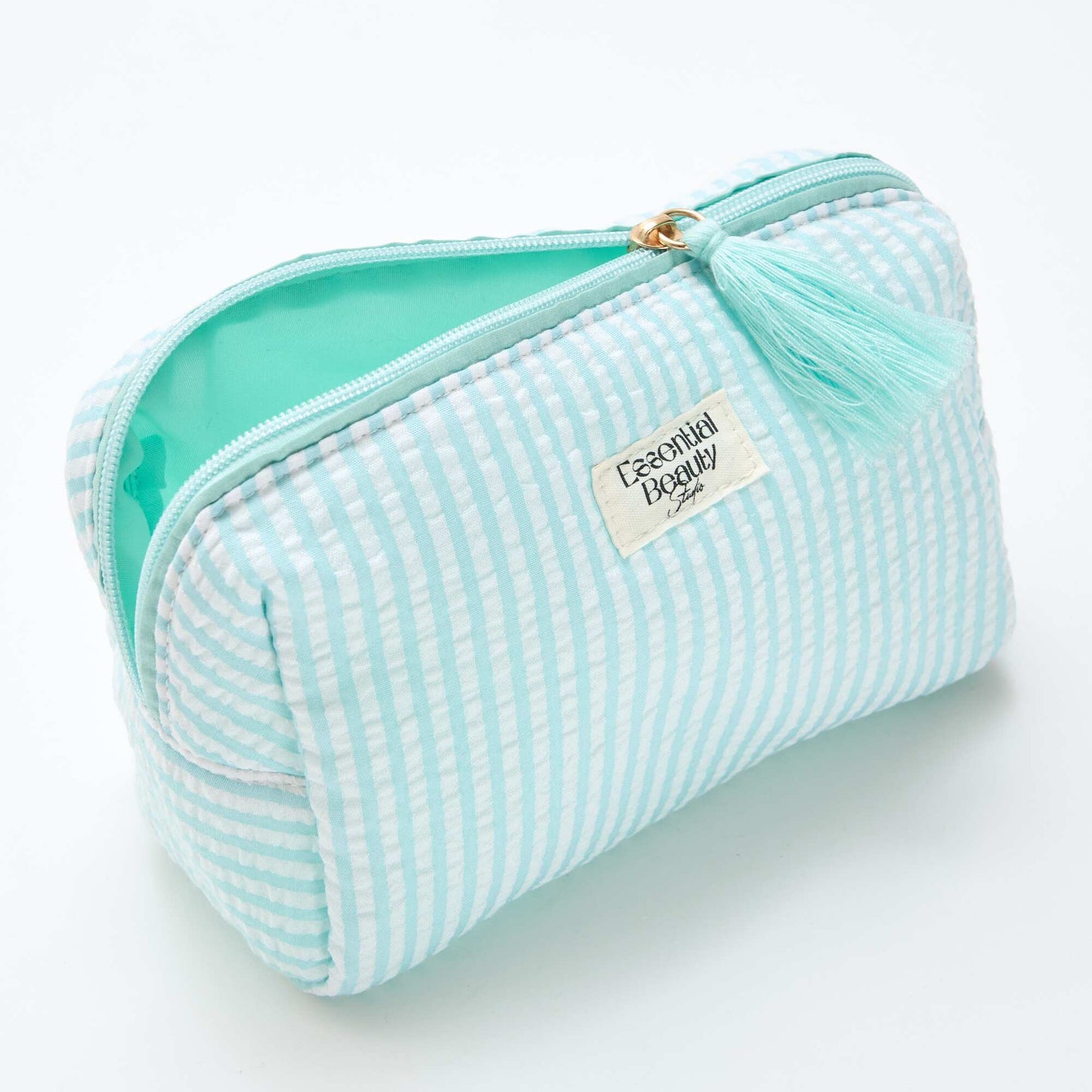 Trousse imprimée à ouverture zippée BLEU