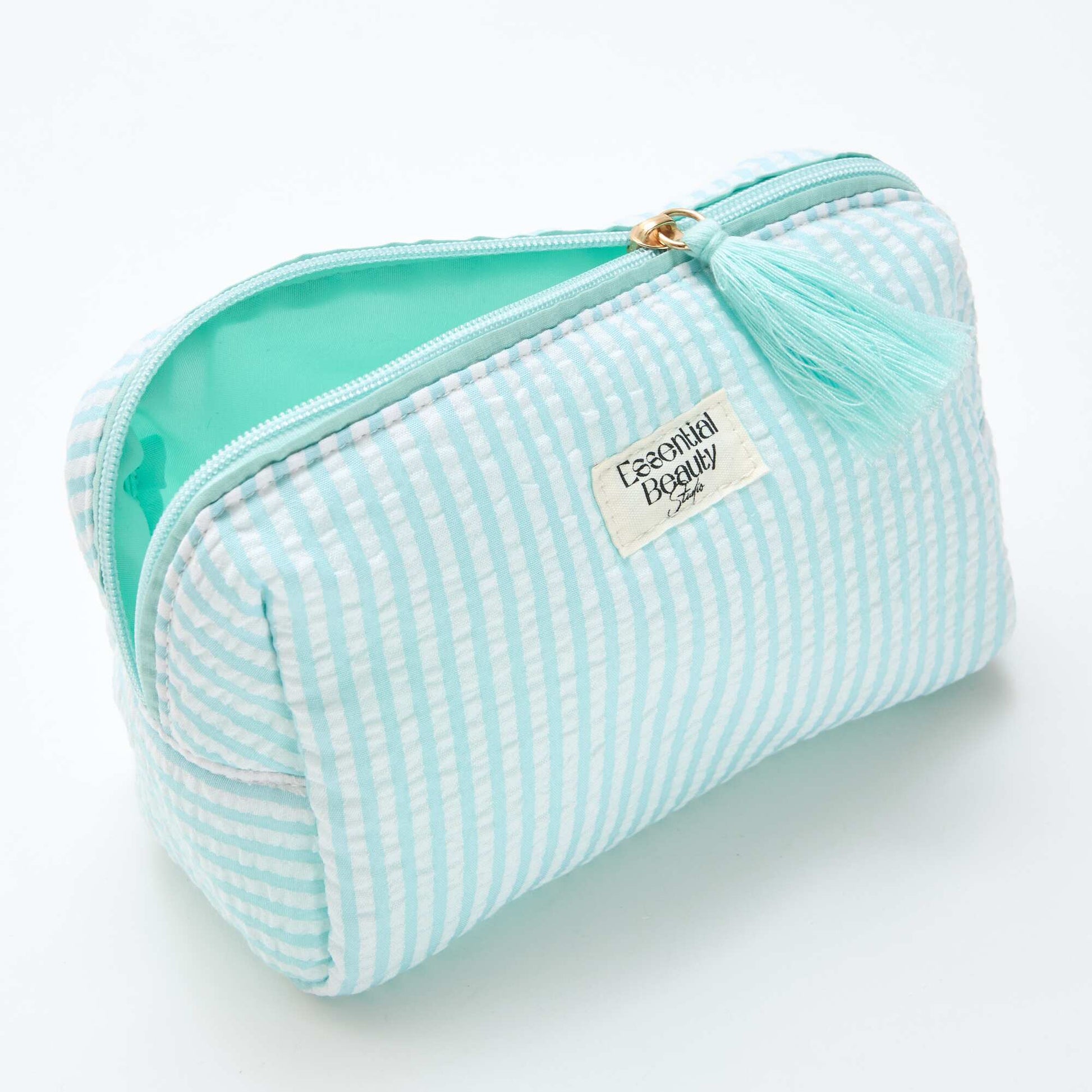 Trousse imprimée à ouverture zippée BLEU