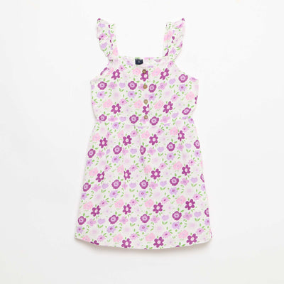Robe à bretelles volantées BLANC