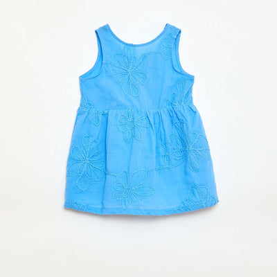 Robe avec broderies fleurs BLEU