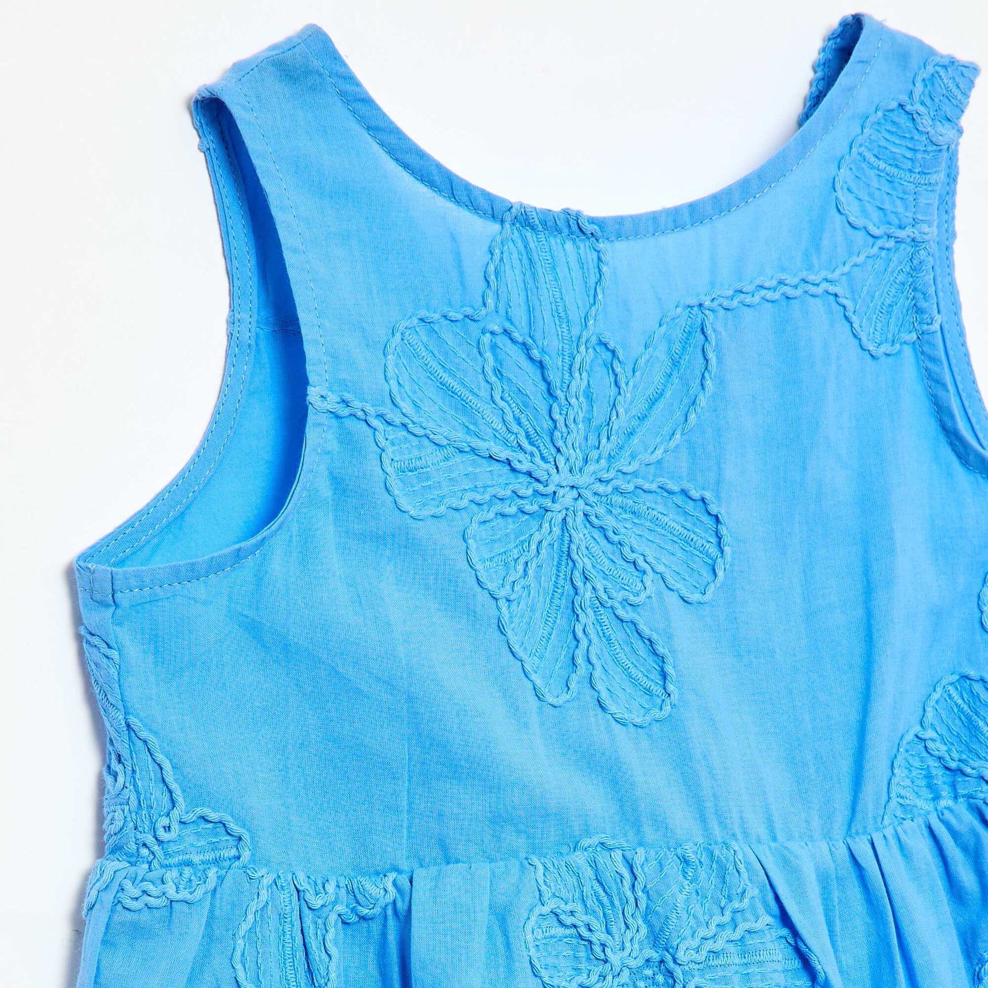 Robe avec broderies fleurs BLEU