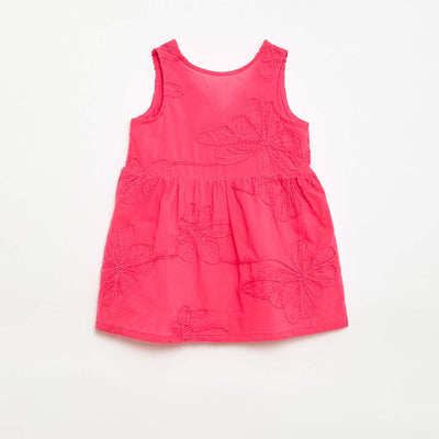 Robe avec broderies fleurs ROSE
