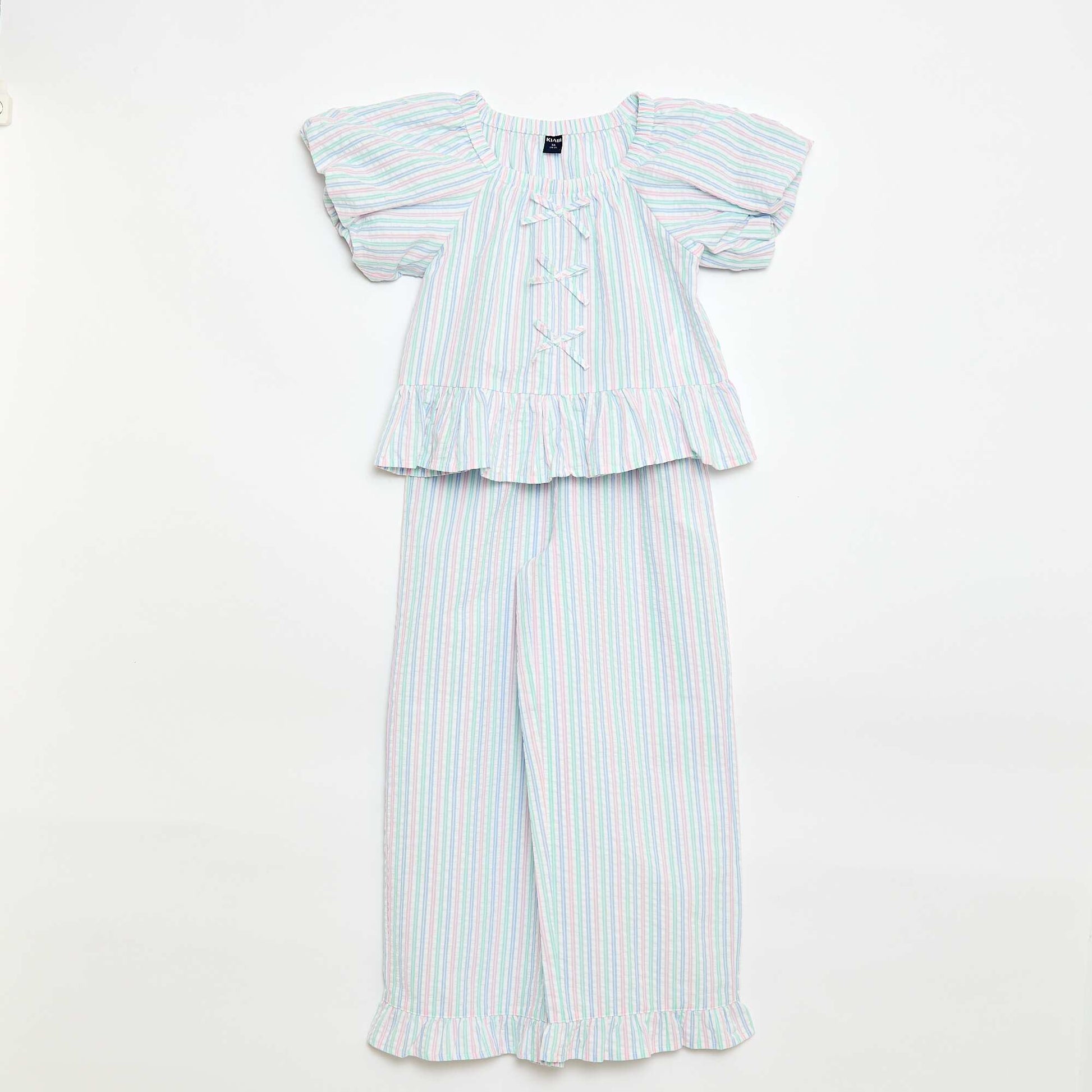 Ensemble top + pantalon avec détails en coton BLANC
