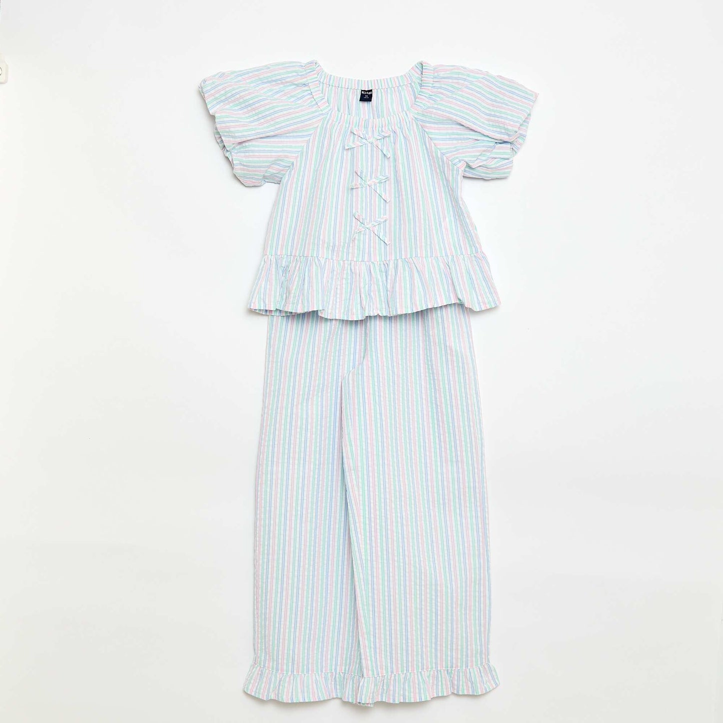 Ensemble top + pantalon avec détails en coton BLANC