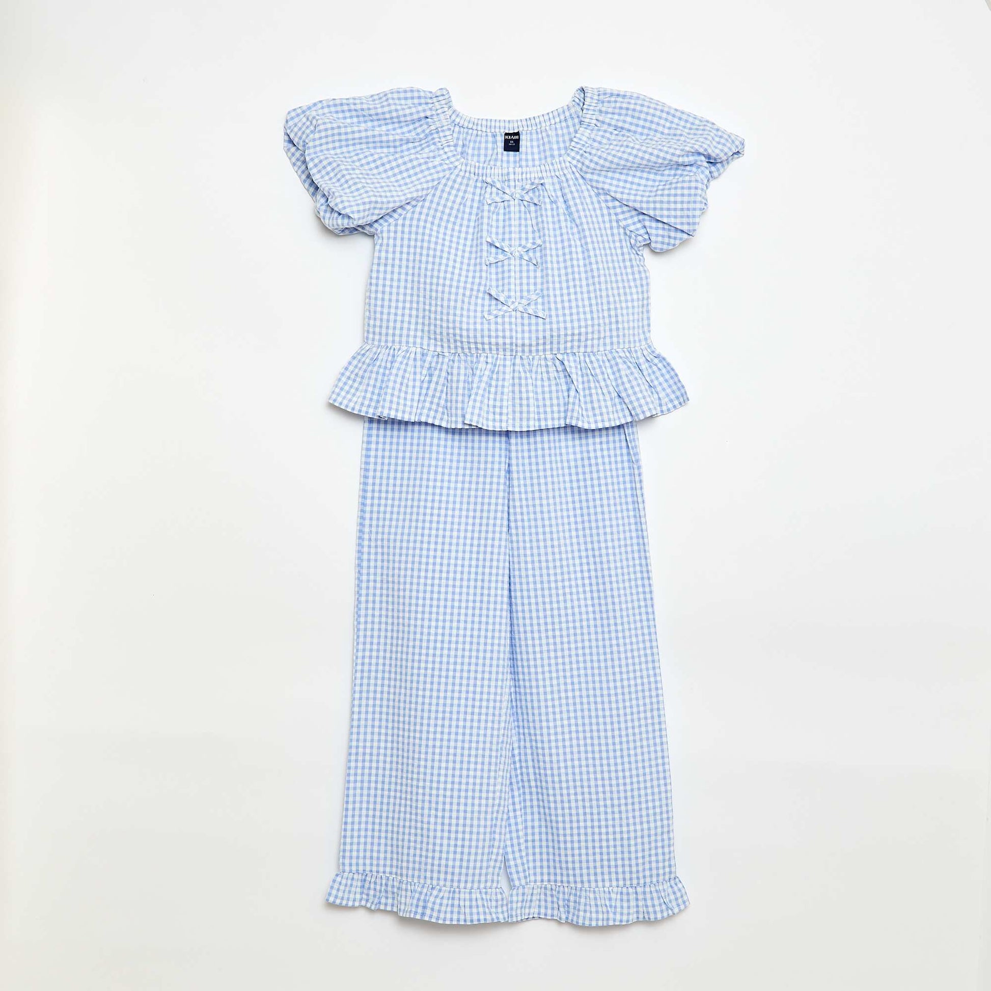 Ensemble top + pantalon avec détails en coton BLEU
