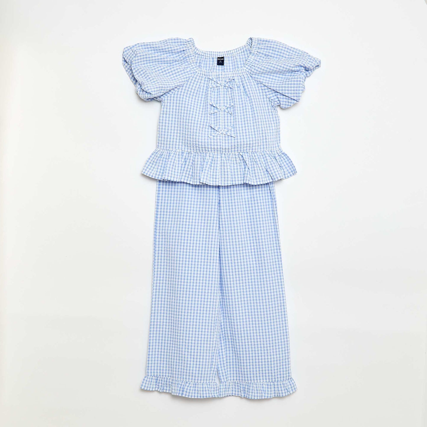 Ensemble top + pantalon avec détails en coton BLEU