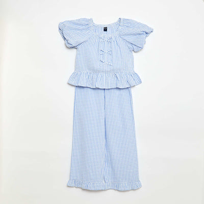 Ensemble top + pantalon avec détails en coton BLEU