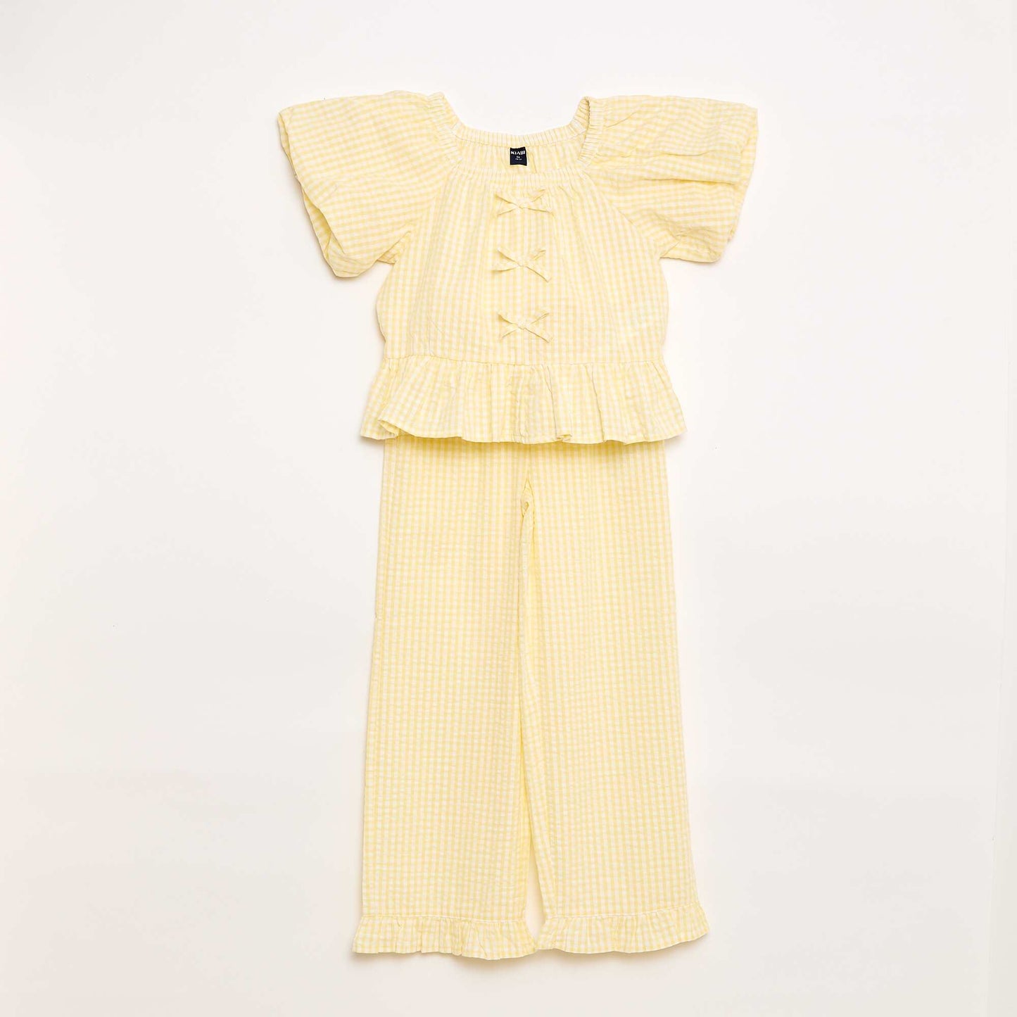 Ensemble top + pantalon avec détails en coton JAUNE