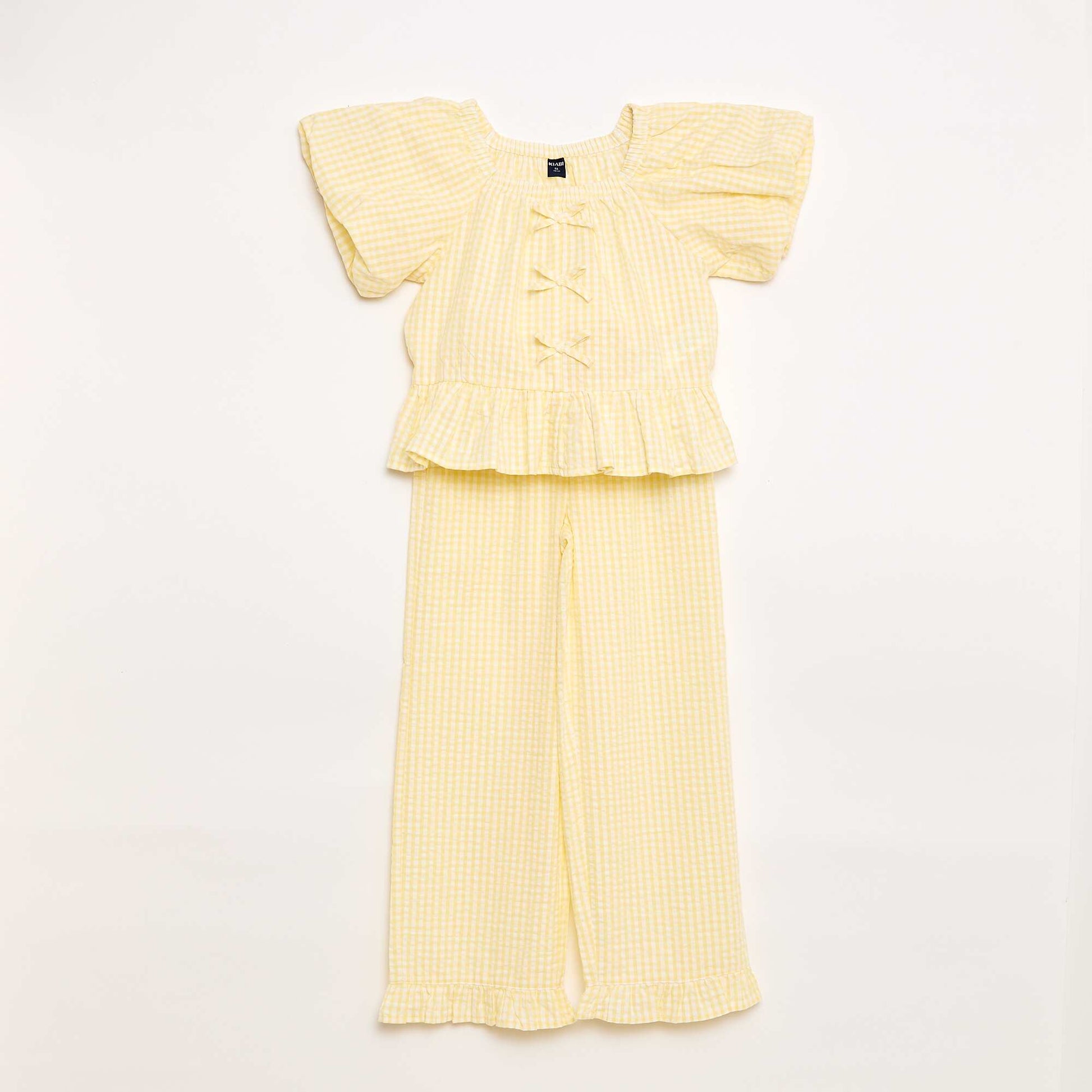 Ensemble top + pantalon avec détails en coton JAUNE