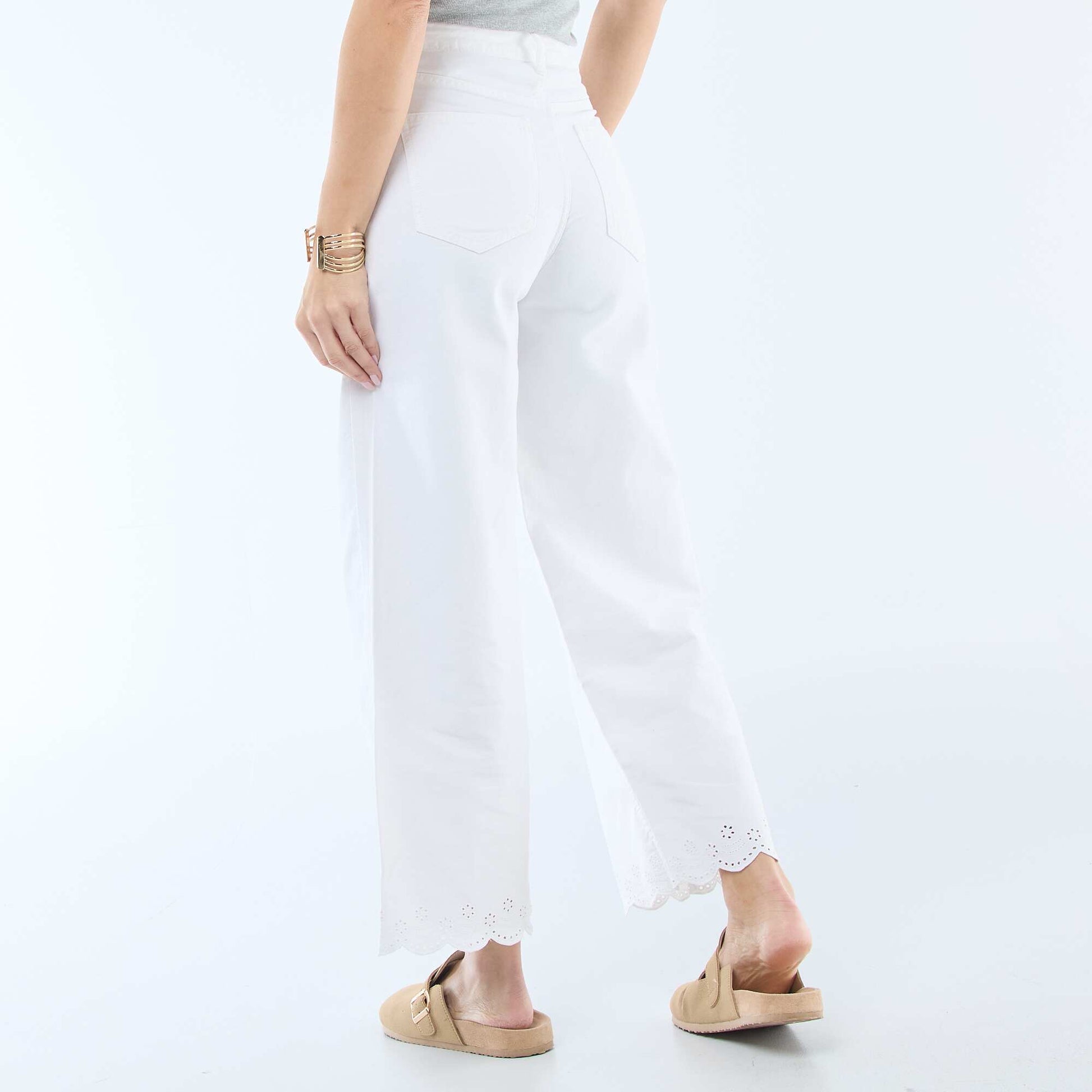 Pantalon wide leg à poches plaquées BLANC