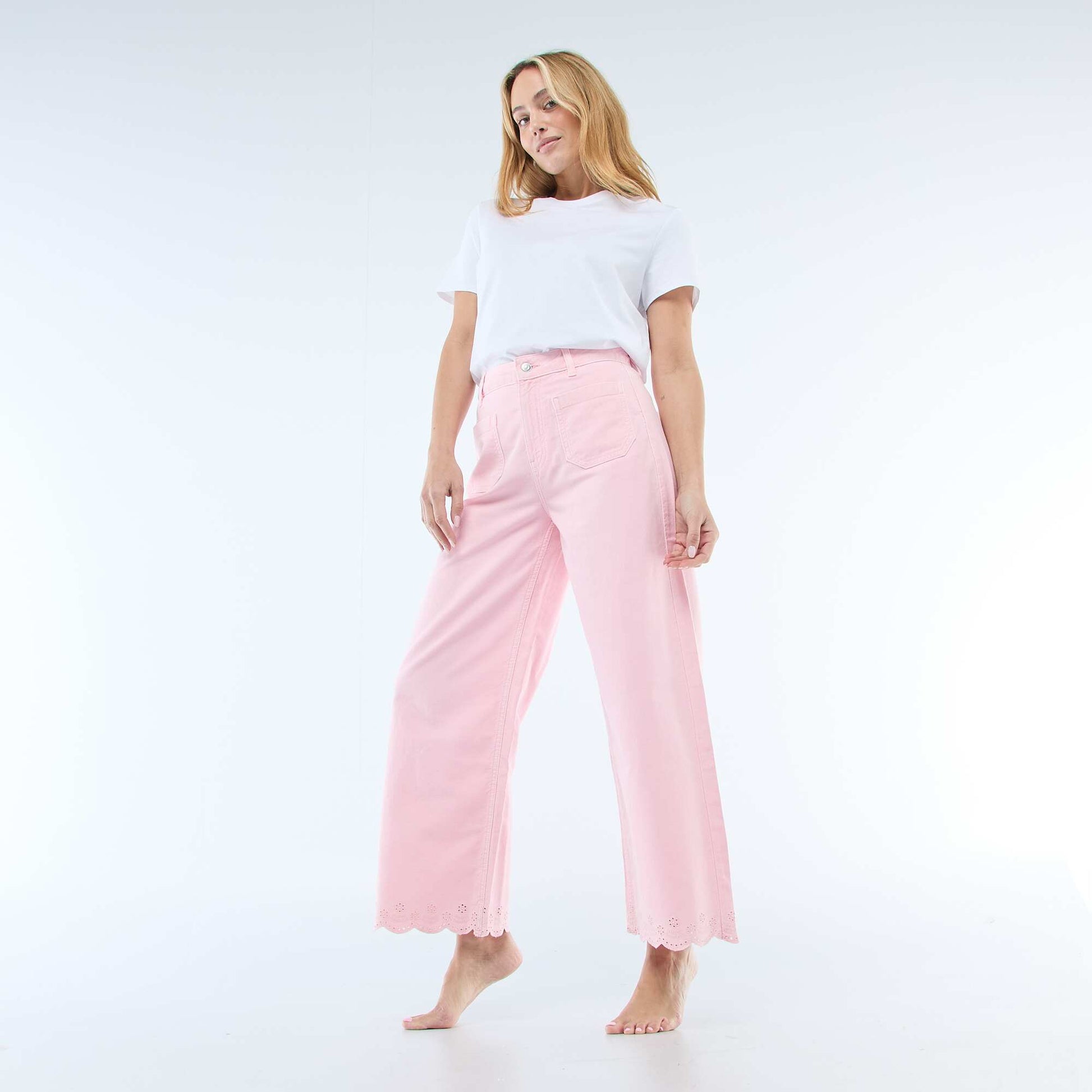 Pantalon wide leg à poches plaquées ROSE