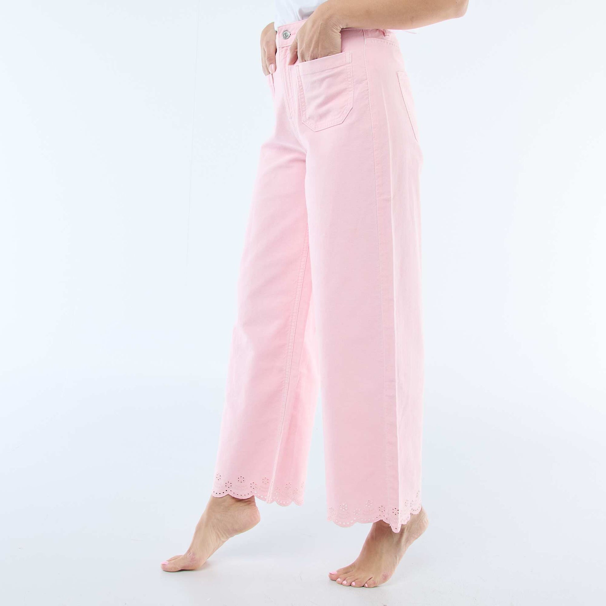 Pantalon wide leg à poches plaquées ROSE