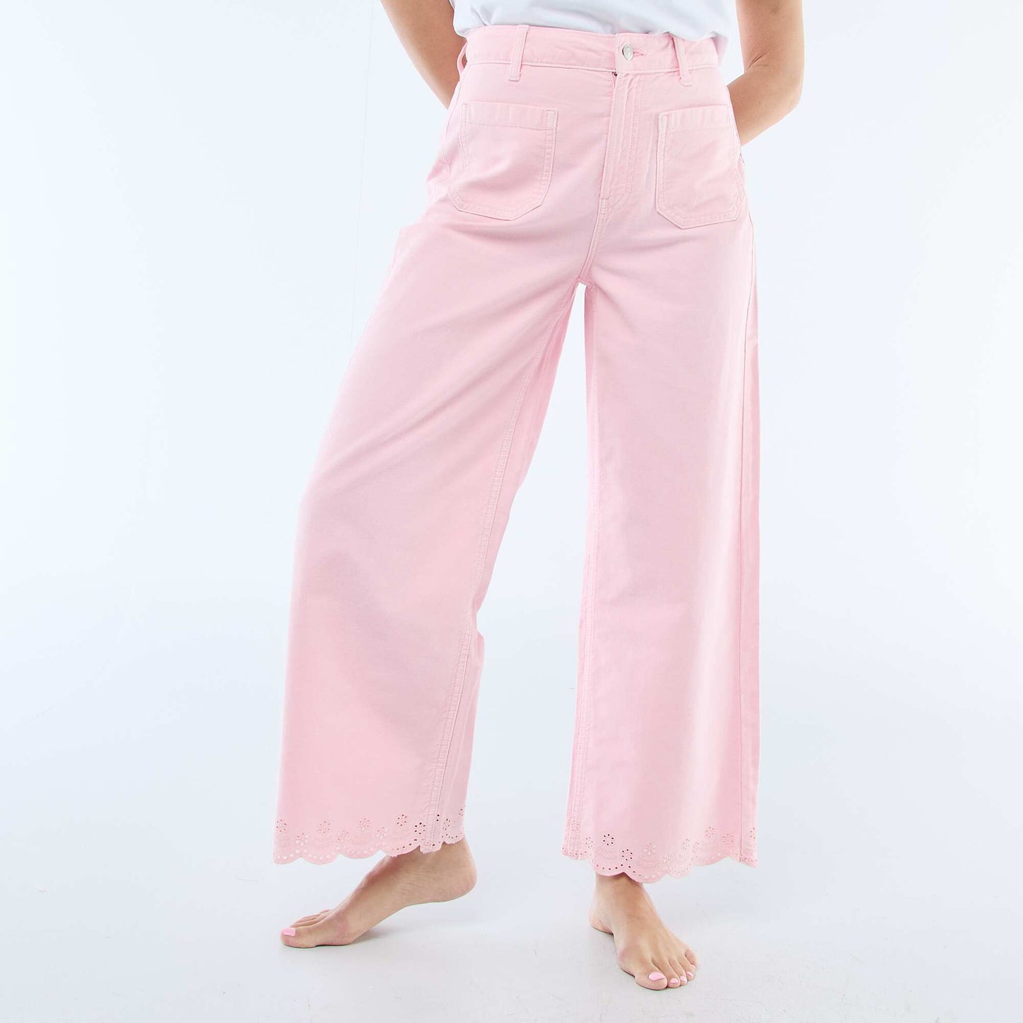 Pantalon wide leg à poches plaquées ROSE