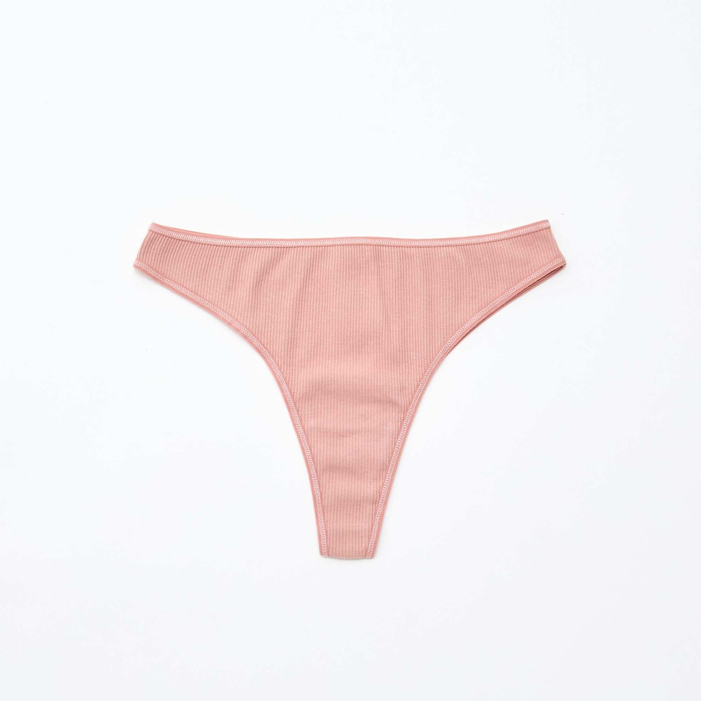 Lot de 5 tangas en maille côtelée ROSE