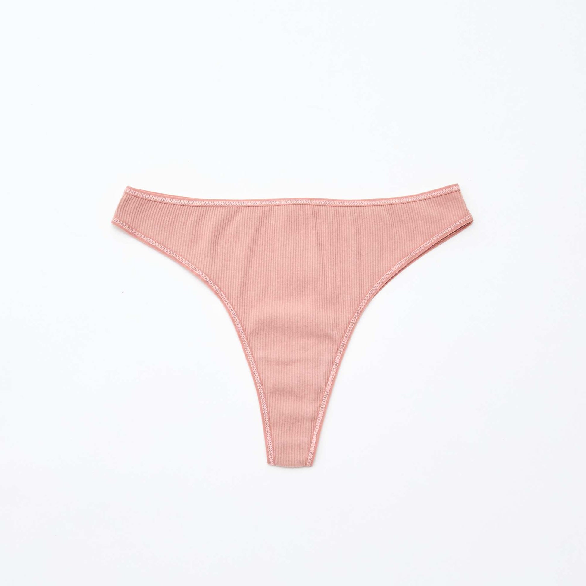 Lot de 5 tangas en maille côtelée ROSE
