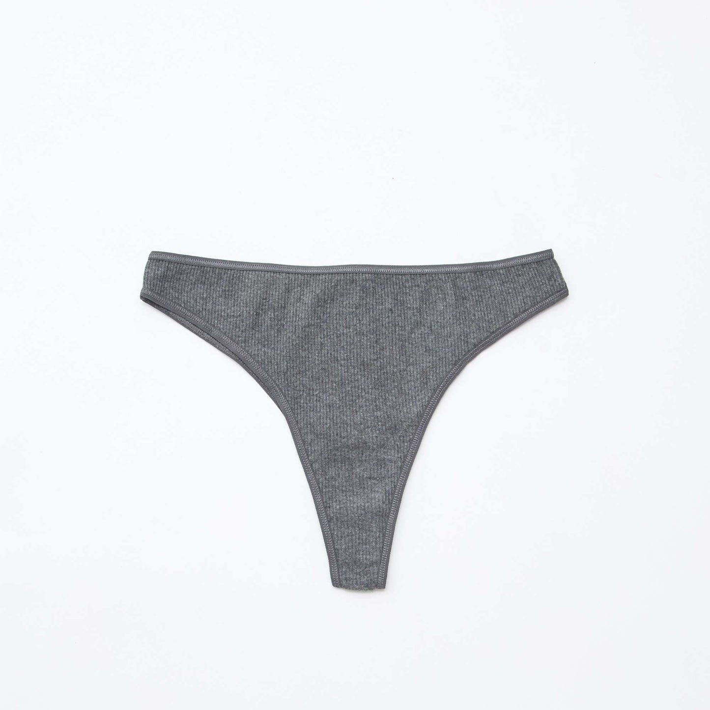 Lot de 5 tangas en maille côtelée GRIS