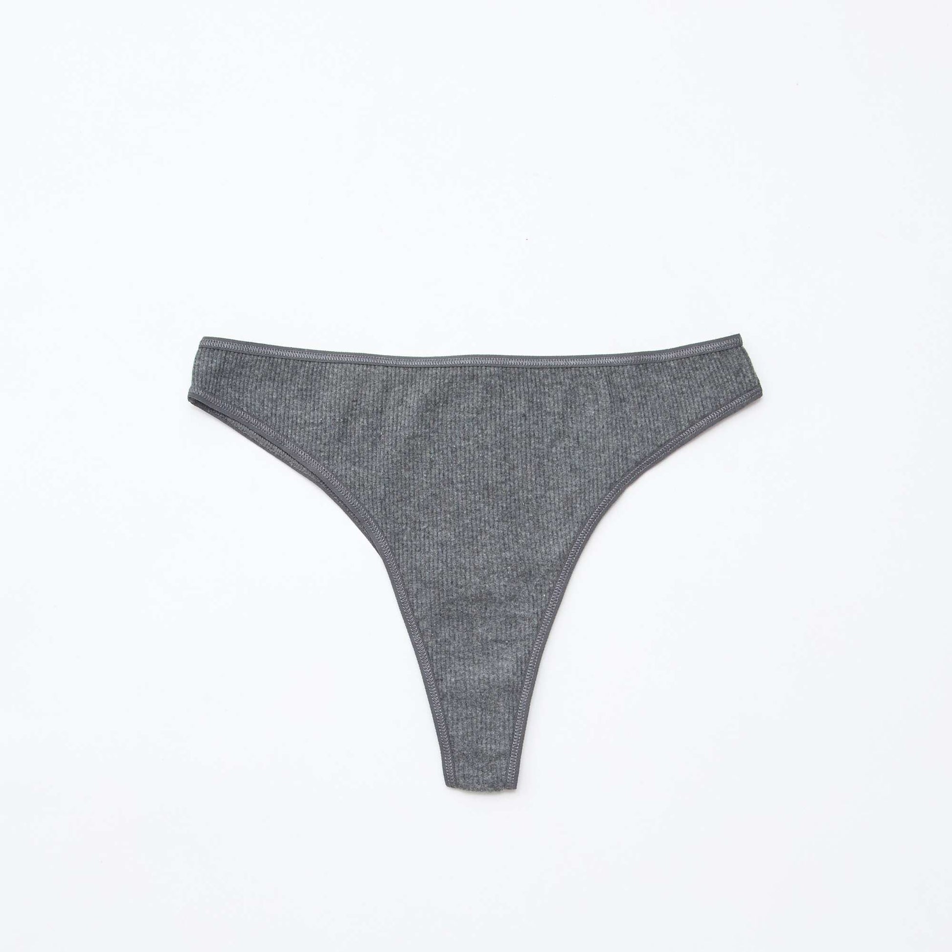 Lot de 5 tangas en maille côtelée GRIS