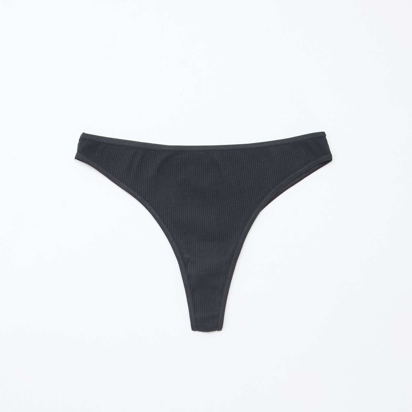 Lot de 5 tangas en maille côtelée NOIR