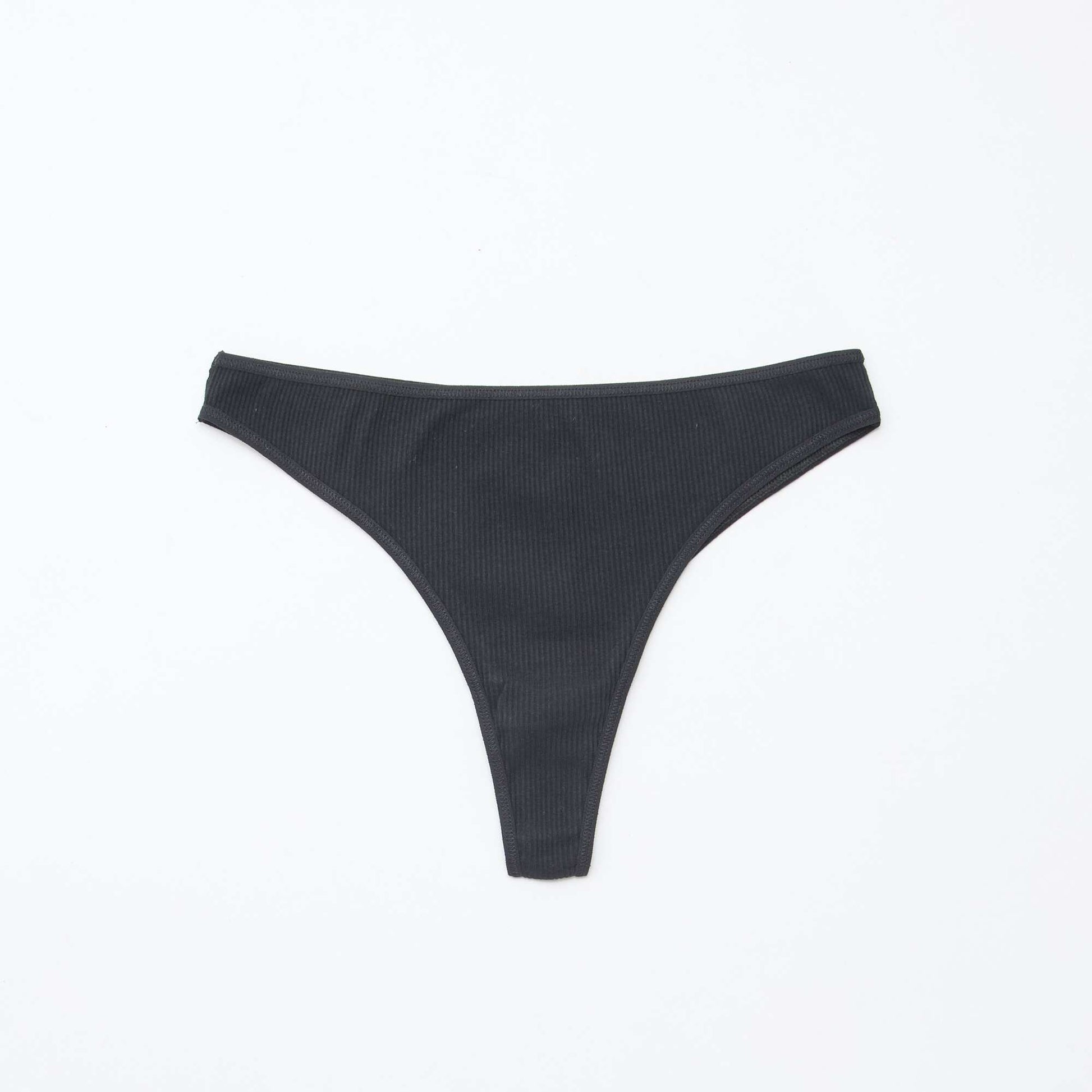 Lot de 5 tangas en maille côtelée NOIR