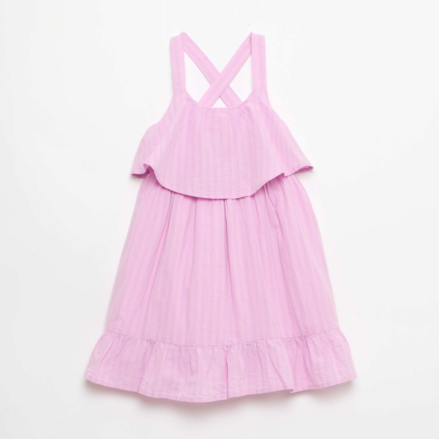 Robe à bretelles croisées + volants forme housse VIOLET