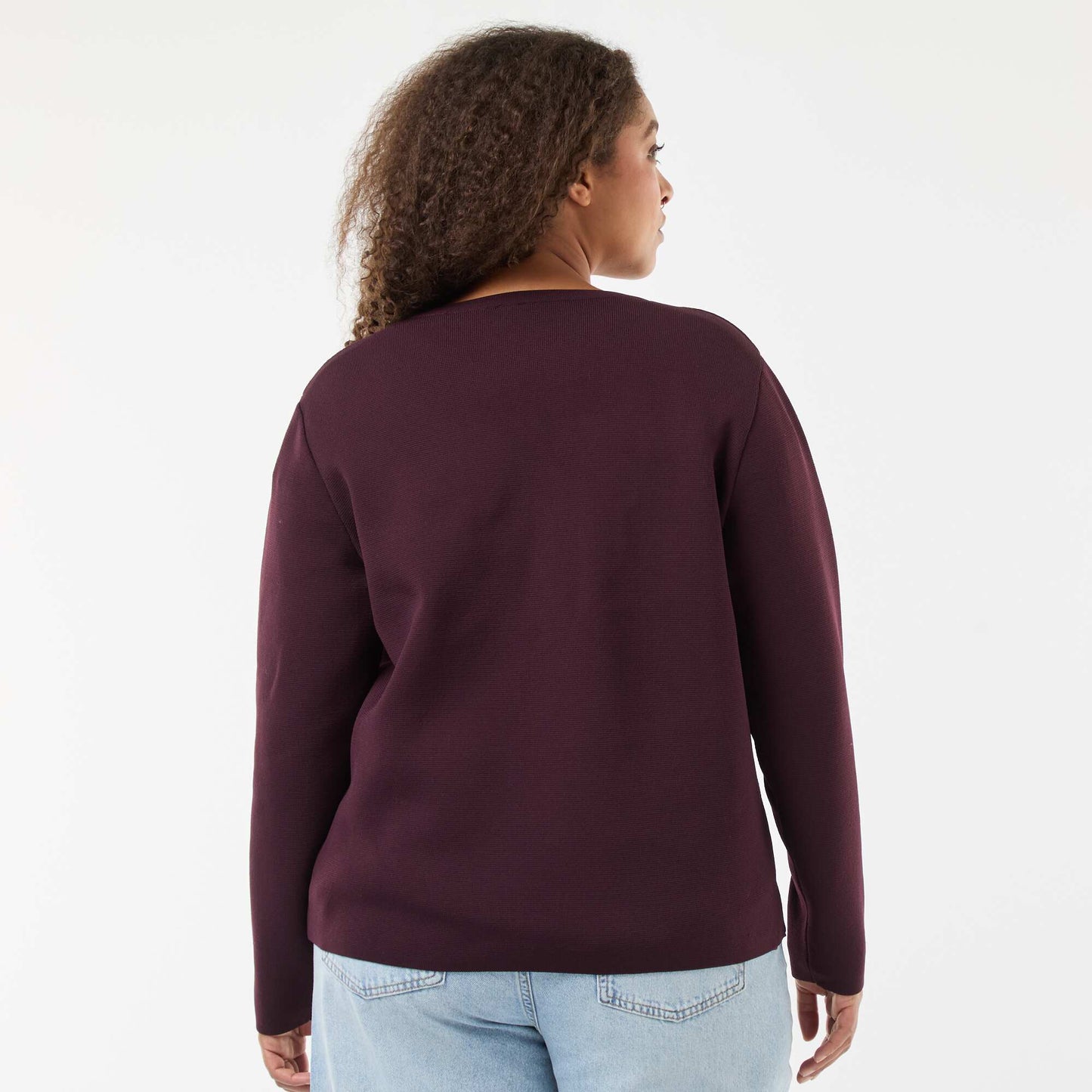 Gilet maille reliefée avec boutons rétro BORDEAUX