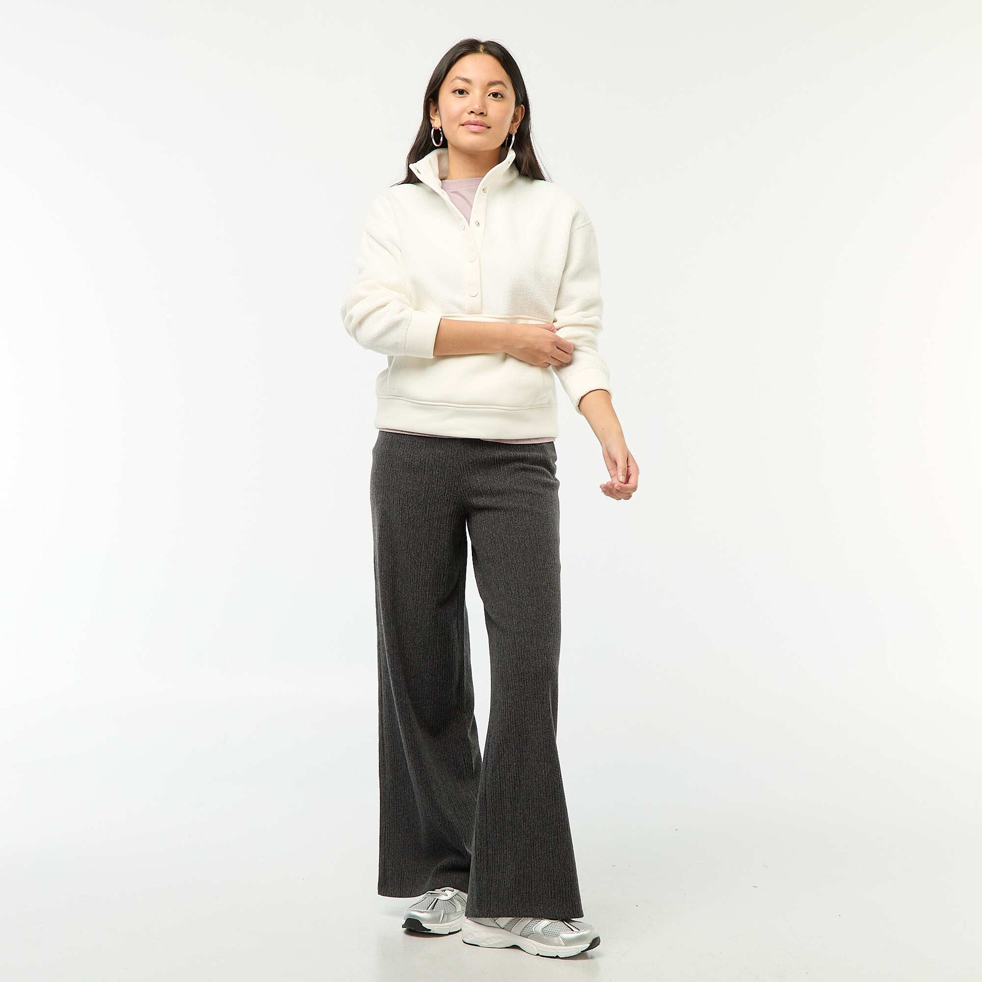 Pantalon large doudou uni GRIS