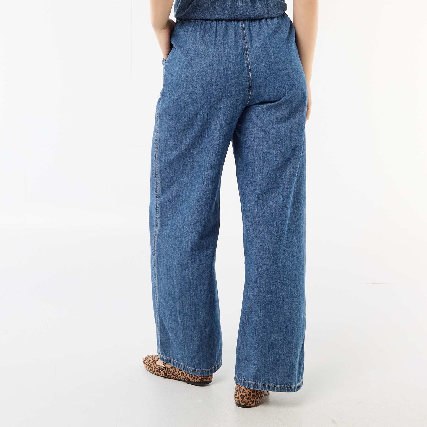 Pantalon large en denim BLEU