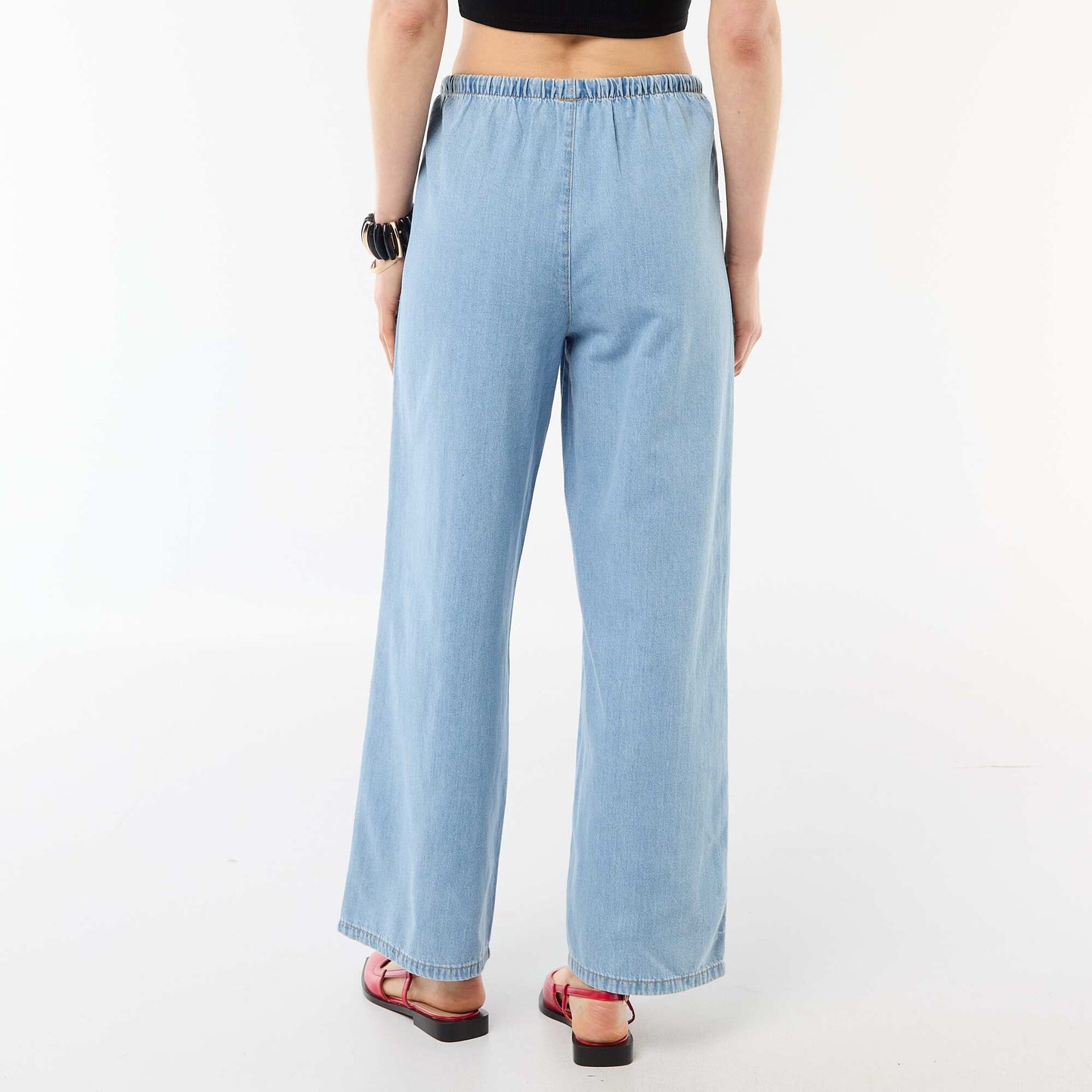 Pantalon large en denim BLEU